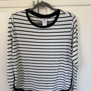 CAbi Collette Black and White Striped Top